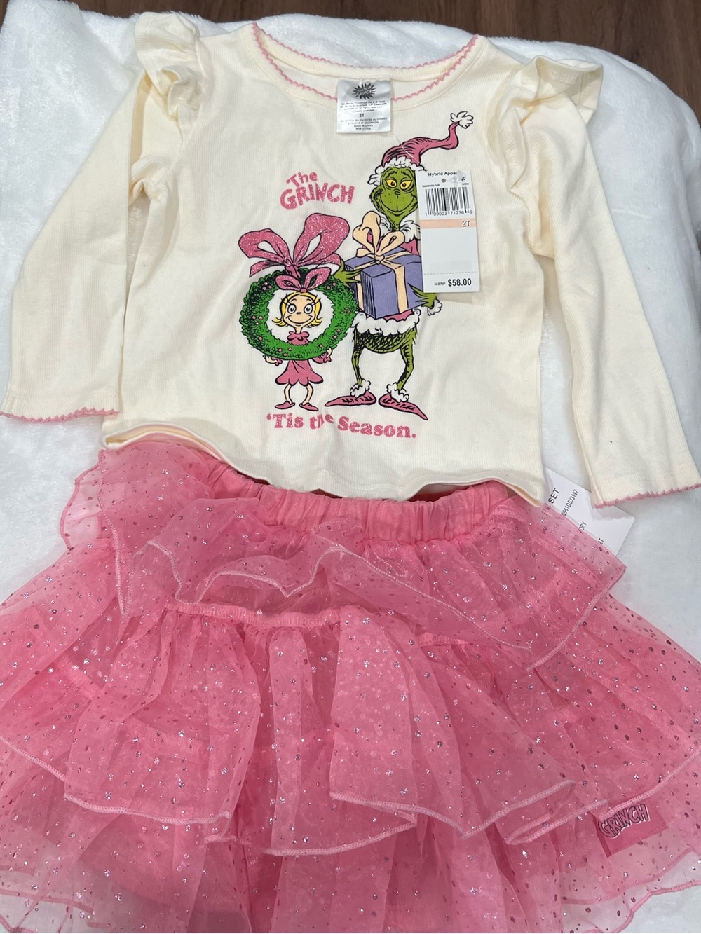 Girls' Cream & Pink Holiday Costume Set
